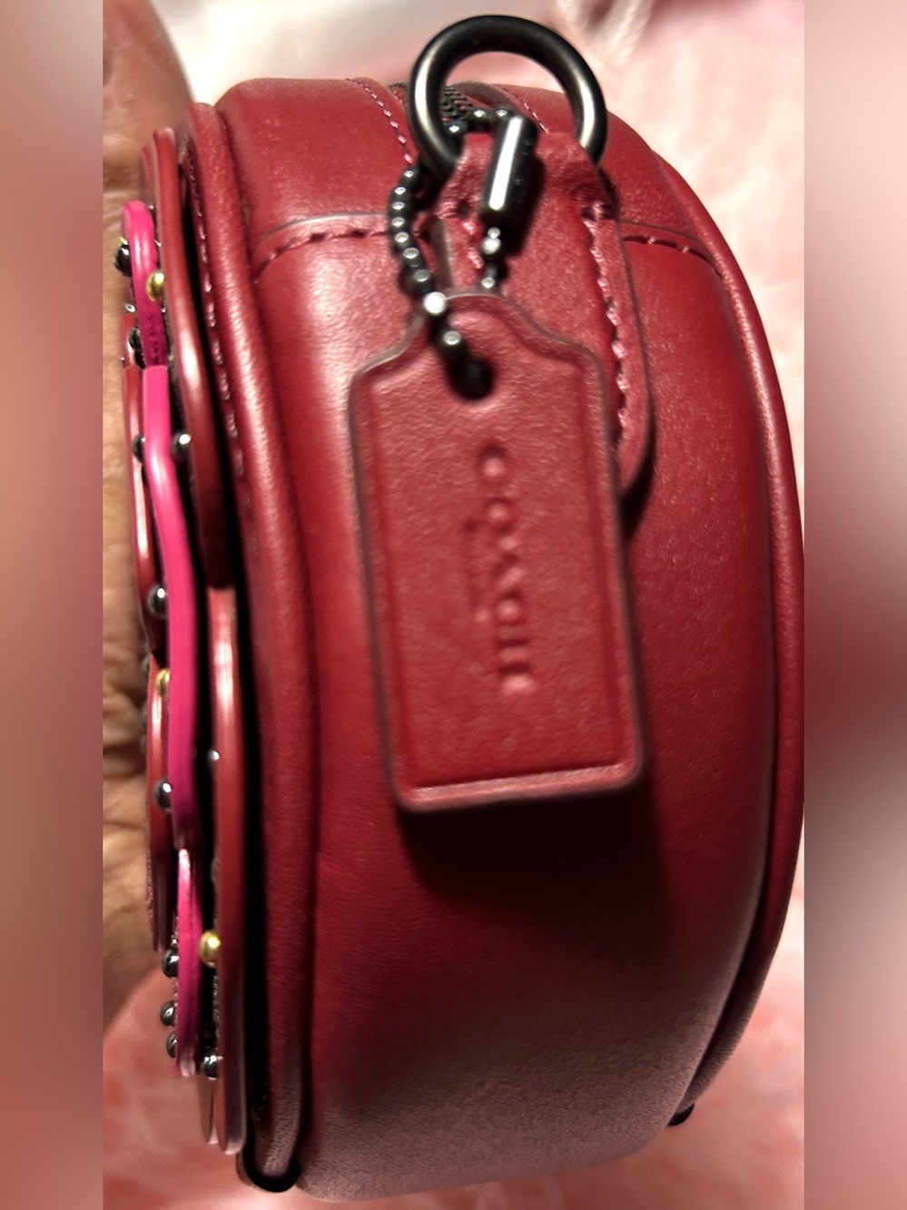Coach Tea Rose Crossbody Bag/Wine - Picture 6 of 9